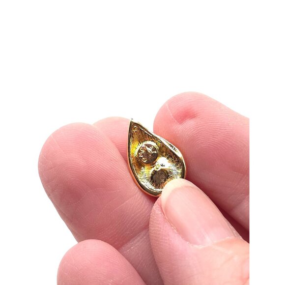 Monet Gold-Tone Earrings With Faux Pearl & Clear Gemstones - Picture 5 of 6